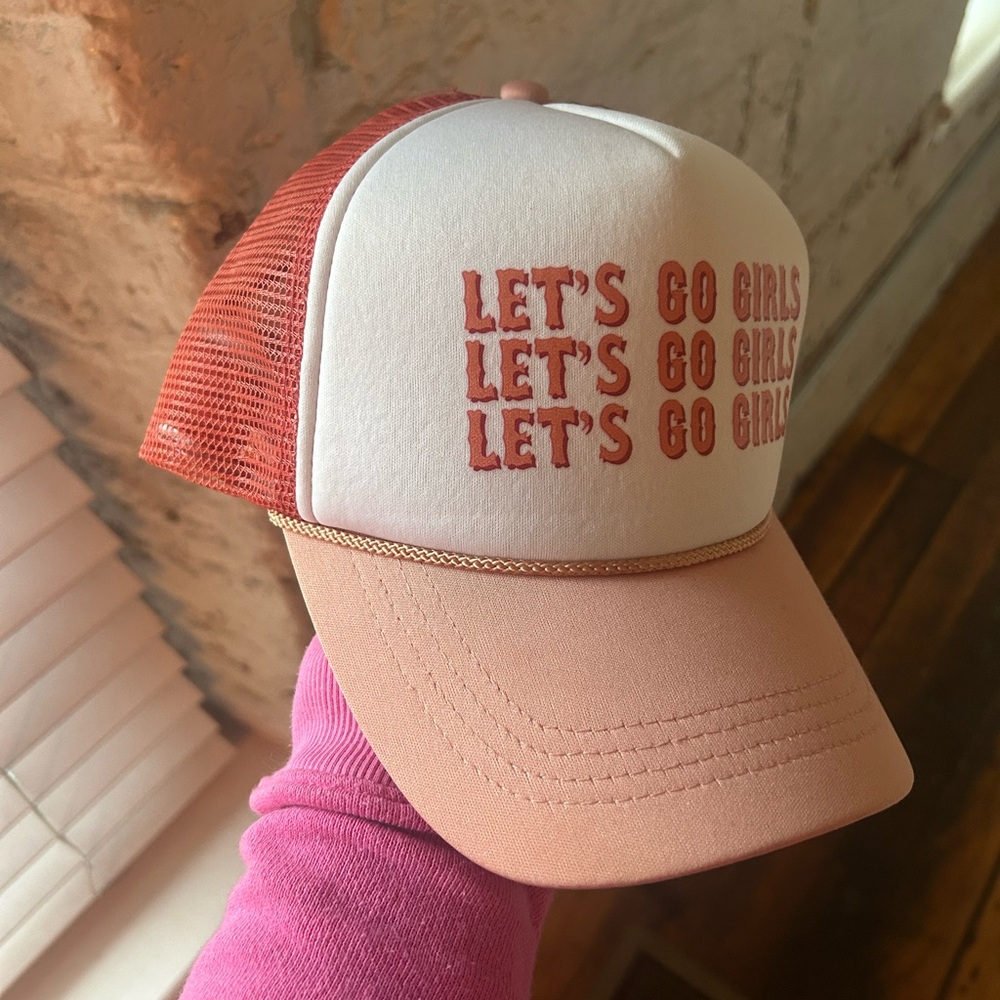 Altar'd State Pink and White Trucker Hat with Mesh Back